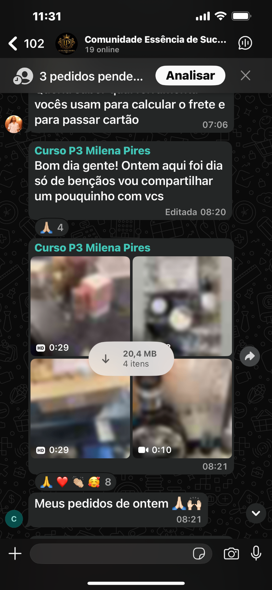 Pedidos diários