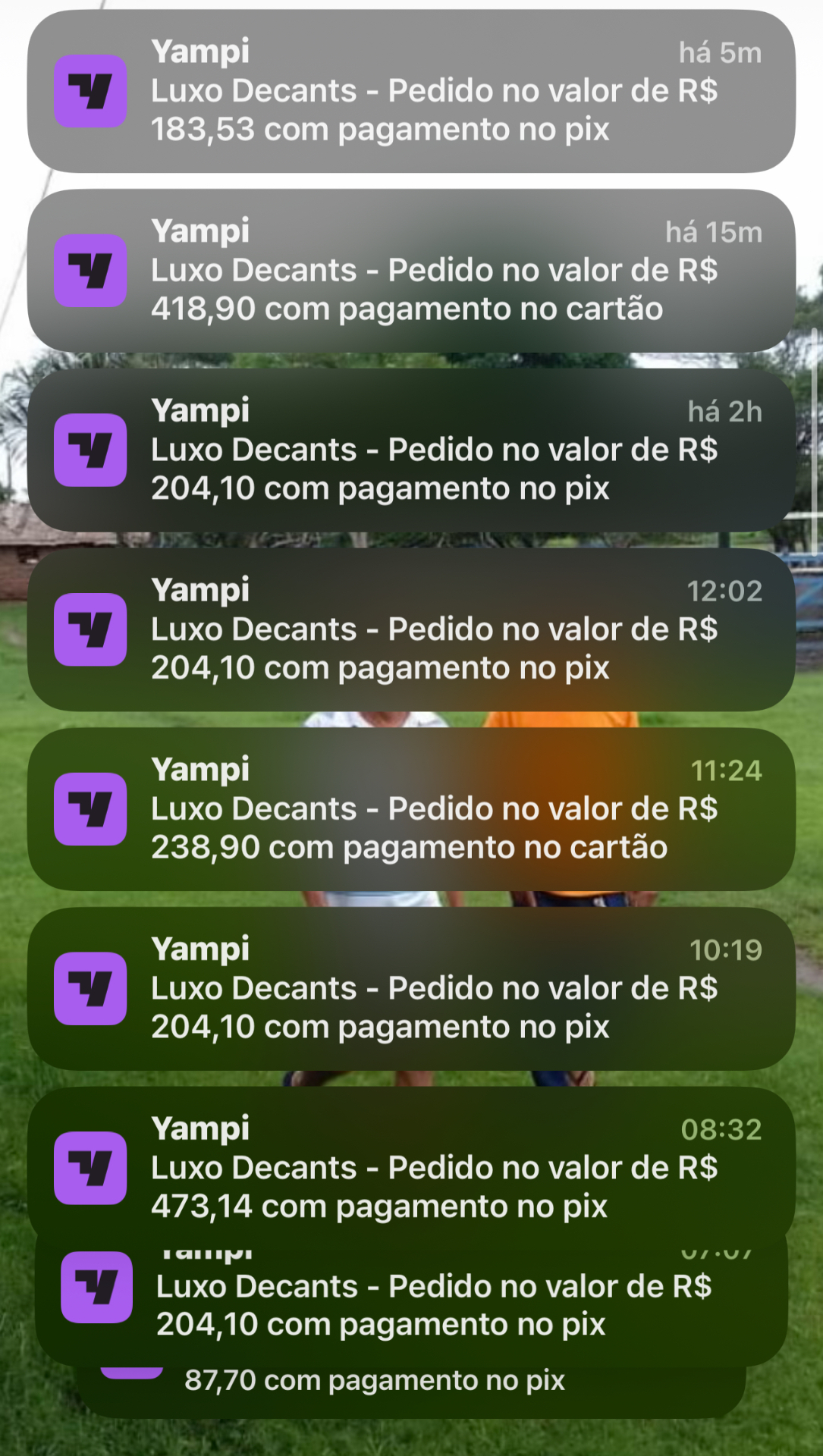 Notificações Yampi de pedidos